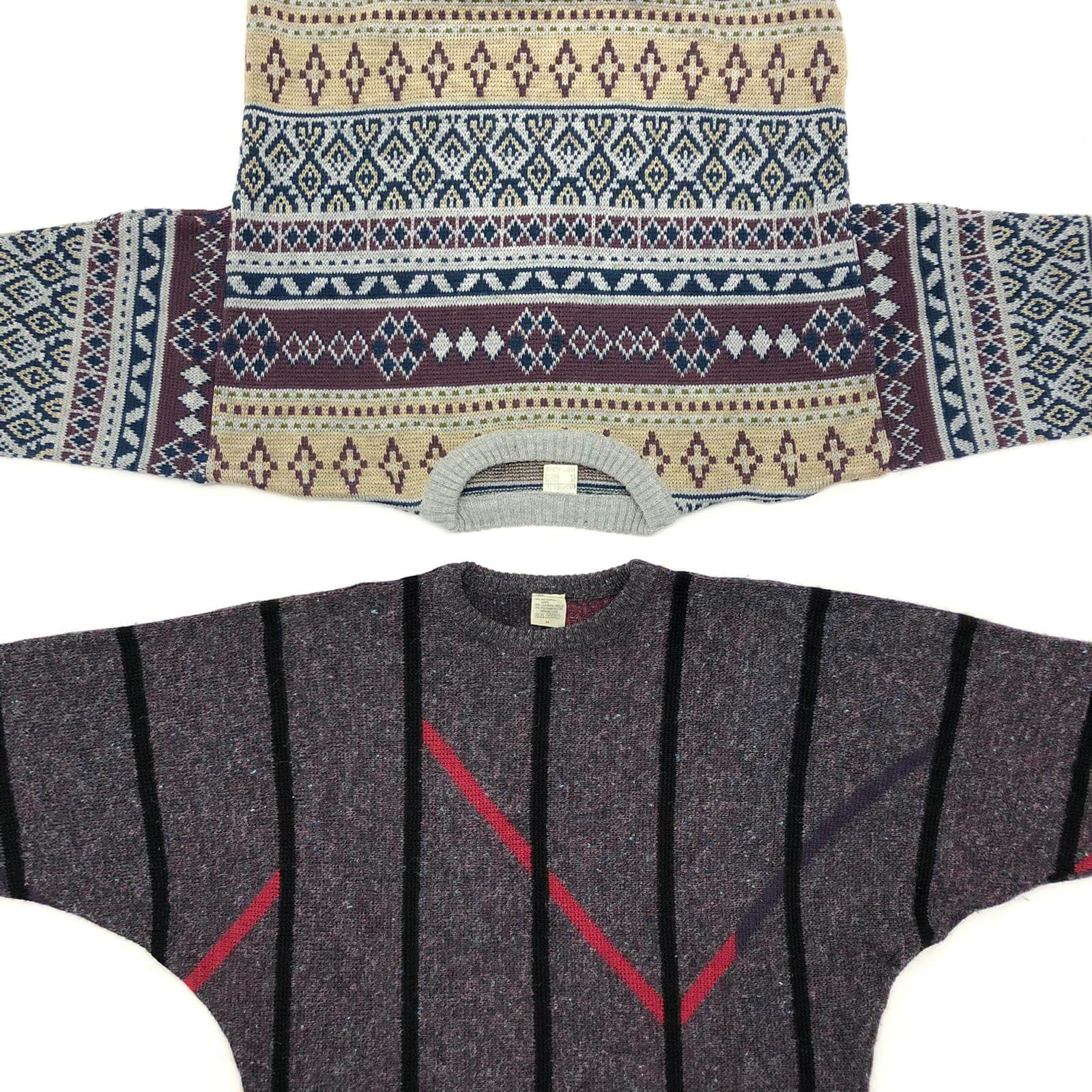 Vintage 80s Grandad Crazy Pattern Sweater - The Vintage Wholesale Company