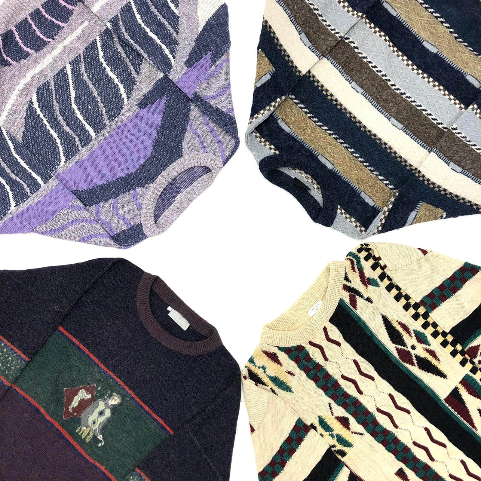 Vintage 80s Grandad Crazy Pattern Sweater - The Vintage Wholesale Company